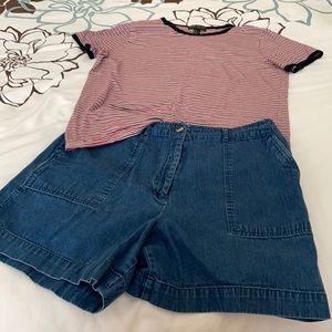 Denim Talbot shorts with American striped Tee